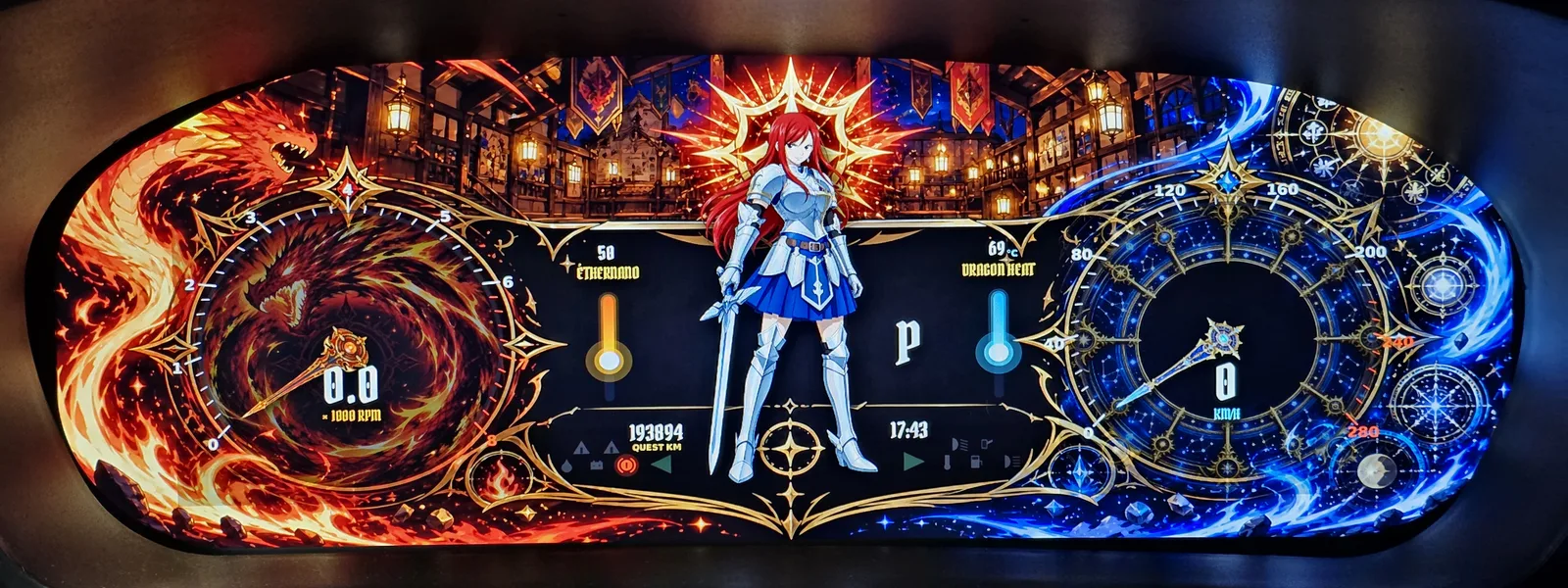Compteur manga Fairy Tail photographié en fonctionnement à bord